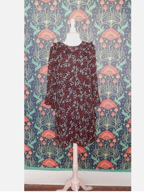 Anna Sui Black Star Lightning Bolt Print Silk Chiffon Deep V-Back Mini Dress 8